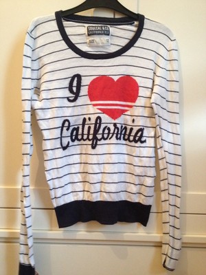 Republic Usc weiß marine rot Herz I Love California Spruch Streifen Top Pullover