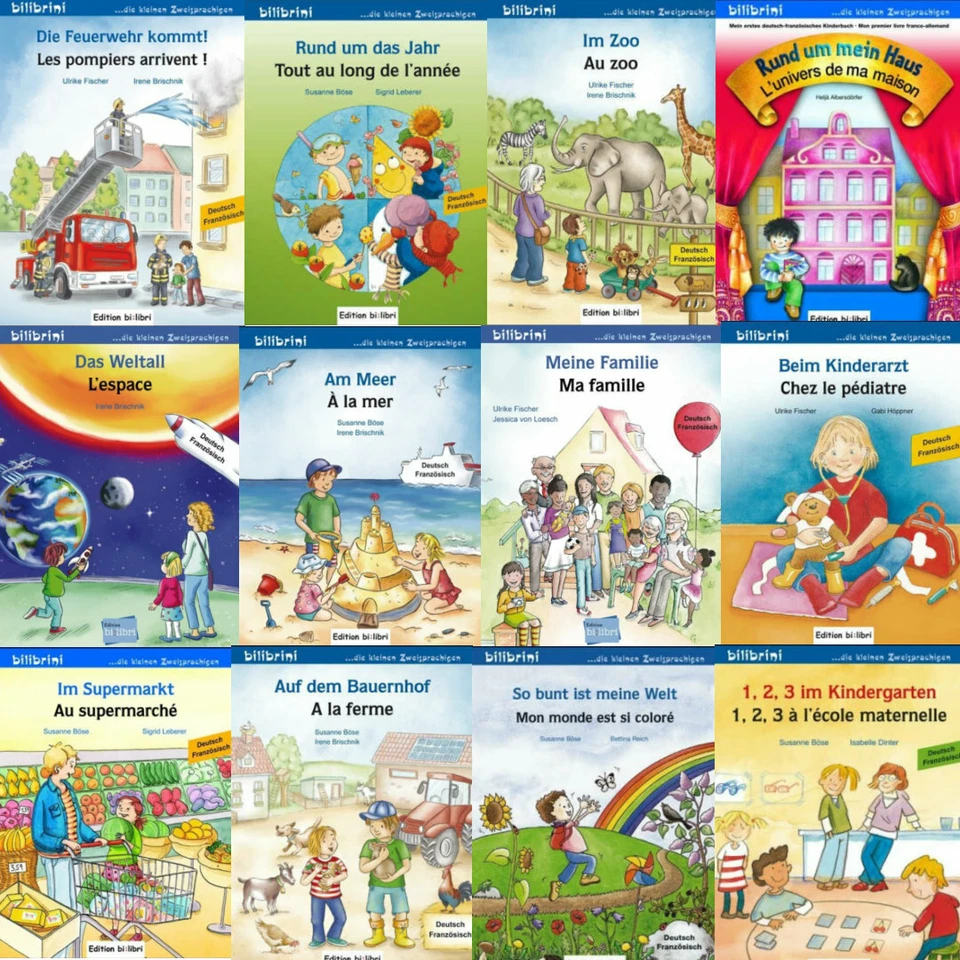 BILIBRINI zweisprachig lesen Deutsch Französisch Kinderbuch ab 2 Jahre diverse Themen