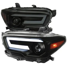 16-23 Tacoma Smoked Projector Headlights w/LED Bar DRL SwitchBack SQ Amber White