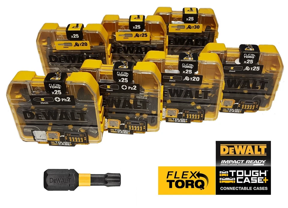 DeWALT FLEXTORQ ToughCase Bits PZ2 PH2 Tx20 Tx25 Tx30 Bit-Set für Torx Schrauben