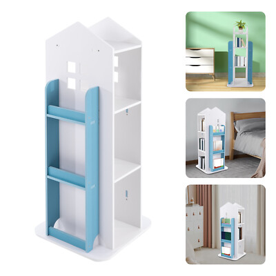 360° Rotating Blue Bookshelf 4-Levels Of Children's Bookshelves Reading Corner