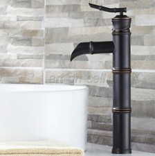 Bamboo Single Lever Oil Rubbed Brass Bathroom Vessel Sink Basin Mixer Tap Faucet