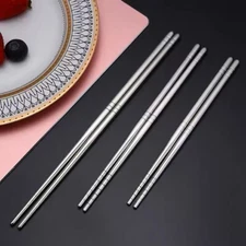 5 Sets Stainless Steel Chopsticks Various Sizes Square