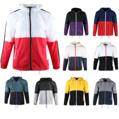 BG Men's Lightweight Water Resistant Hoodie Windbreaker Jacket Colorblock