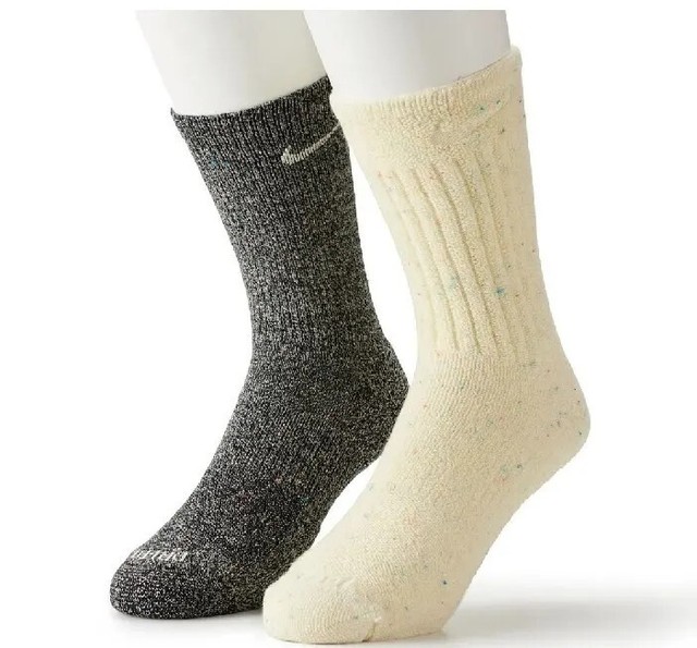 mens nike socks black and cream crew socks 2 pair women 1013 men 812