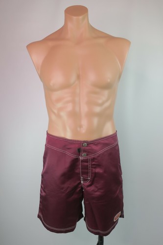 VTG 90s Rip Curl Snap Maroon Shiny Wet Look Swim Trunks 30 RETRO Surf Boardshort - Picture 9 of 9