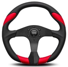 Momo Quark Black Steering Wheel With Red Airleather 350mm
