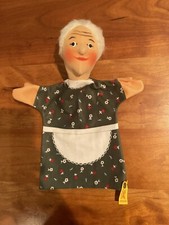 Steiff vintage puppet grandmother white hair bun excellent mint new lovely
