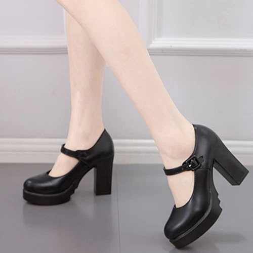 Women Mary Jane Ankle Strap Womens Chunky Platform Pumps Dressy Non-slip Buckle - Picture 14 of 26