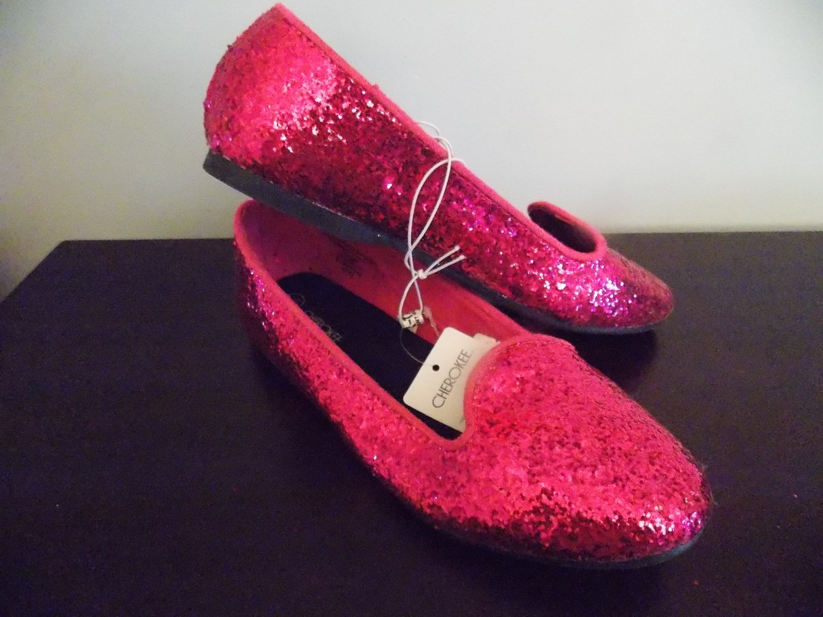 Girls Size Hot Pink or Black Glittery Casual Dress Shoes