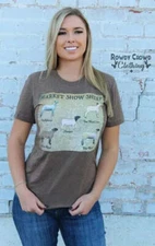 New! Rowdy Crowd Clothing Brown MARKET SHOW SHEEP T-SHIRT Size S M L XL 2XL 3XL