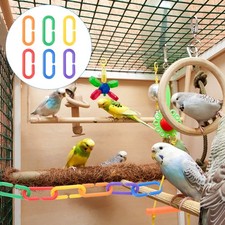 100Pcs Durable Plastic C-Clips Hooks Colorful Chain Links for Parrot Toys