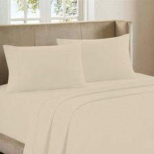 Cream Full Fitted Sheet Single Microfiber 14 Inch Standard Pocket Ultra Soft