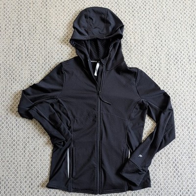 Fabletics Women's Tech Knit Full-Zip Performance Hoodie DM3 Black Med Reflective