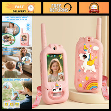 Rechargeable Video Walkie Talkies for Kids - 2 Pack Intercom with Voice Changer,