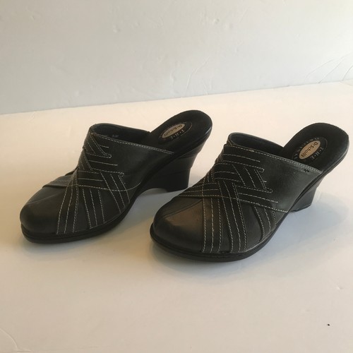 Dr. Scholl's Black Leather Clogs Size 5.5 - Picture 4 of 15