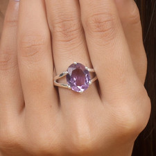 Amethyst Ring Gemstone 925 Sterling Silver February Birthstone For Birthday Gift