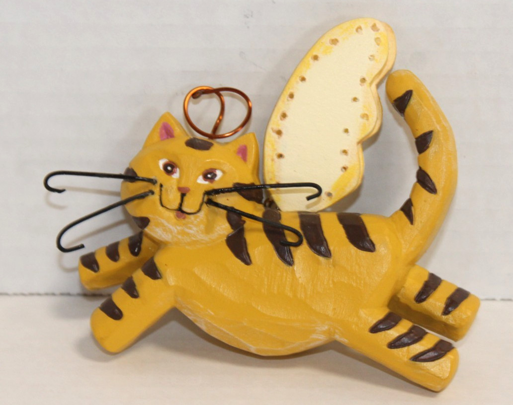 Vintage Tabby Cat Angel Christmas Ornament