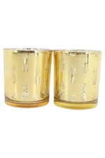 Gold Glas Teelichthalter Ananas Muster Bohème Elegant Vintage Deko