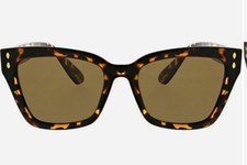 Oscar de la Renta Women's Catty Cat Eyed Square Polarized Sunglasses Tortoise