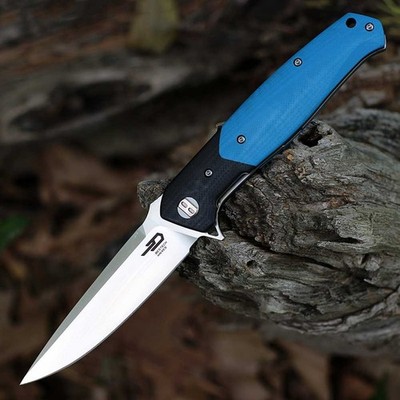 Bestech Knives Swordfish Linerlock Blue/Black G10 Folding D2 Steel Knife G03D