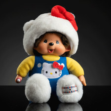 8 Large Monchhichi Doll - White Cat Hello Kit...