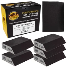 220 Grit Hand Sanding Block Sponges Angled Edge, 6/Box - 3.9" x 2.75" Wet/Dry