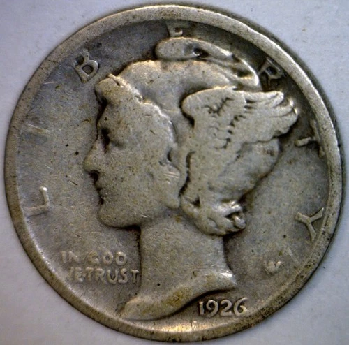 1926d FINE + Mercury Dime Coin Better Date 90% SILVER LT #1926 D  NR + FREE SHIP