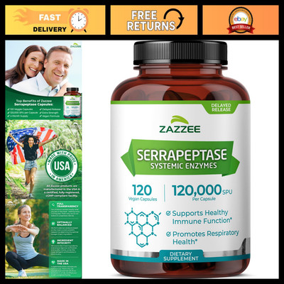 High-Potency Serrapeptase 120,000 SPU - Delayed Release, 120 Capsules for Wellne
