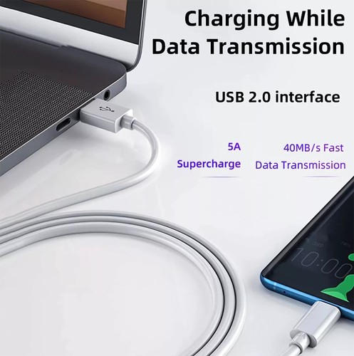 Câble USB Type C 5A 1,5 m blanc charge rapide transfert donnés fiable et durable - Photo 4/8