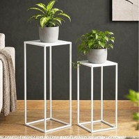 Blumenhocker Metall Weiß Eckig BlumenstäNder Beistelltisch 96482 2Er Set Blumen