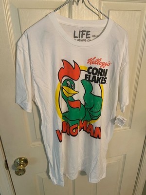 NEW LIFE CLOTHING CO. KELLOGG'S CORN FLAKES WHITE COTTON T-Shirt LARGE WING MAN