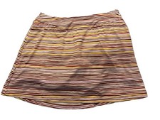 Title Nine Breeze Skort Large Skirt With Shorts White Red Beige Stripes Exc Cond