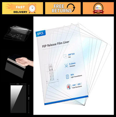 6PCS FEP Film for 3D Printers 300x210mm, Compatible with Saturn, Mars, ANYCUBIC