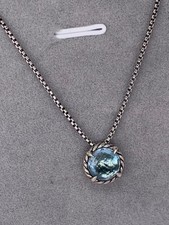 David Yurman Blue Topaz Necklace in Sterling Silver 16-17"