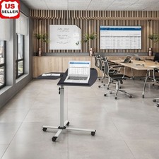 Adjustable Rolling Laptop Stand Ergonomic Tilting Table W/ Locking Casters New