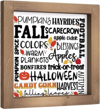 Fall Wooden Sign, 6 Inch Autumn Pumpkins Decorative Signage Plaques Decor, Indoo