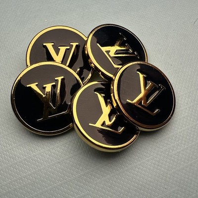 5 vintage Louis Vuitton buttons Metal Black gold Shanks 23mm