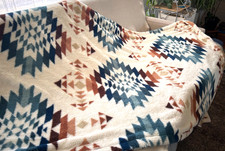 Pendleton Peak Canyon Faux Fur Throw Blanket 49" X 76" Ivory Aztec Reversible