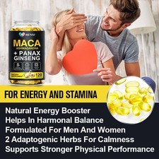 Organic Maca Root 120 Capsules 10000mg, Peruvian Maca Extract for Men Women