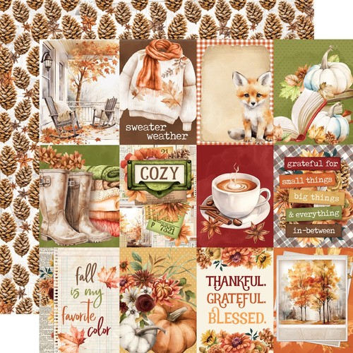 Autumn Breeze 12x12 Collection Kit Simple Vintage Scrapbook Papers + Stickers - Picture 5 of 7