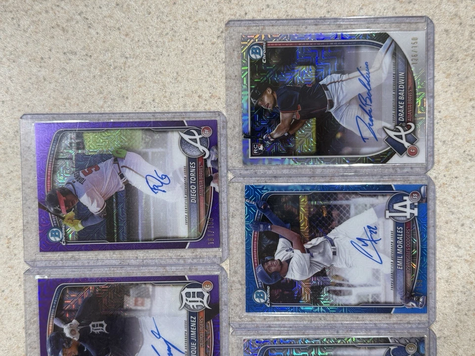 🔥¡ENORME! Lote automático de tarjetas de novato Bowman 2025 cromadas (7) ⚡️ /50, /100, /150, /299 Foto 3 de 3