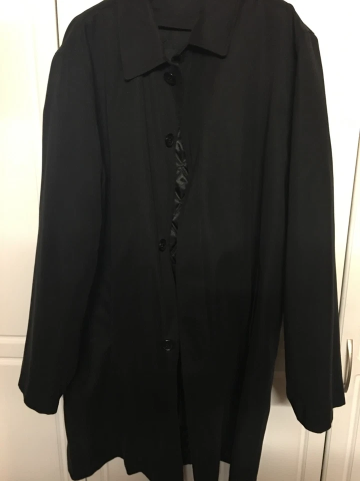 Abrigo de lluvia London Fog clásico negro forrado con mezcla de lana 42 R Foto 3 de 4