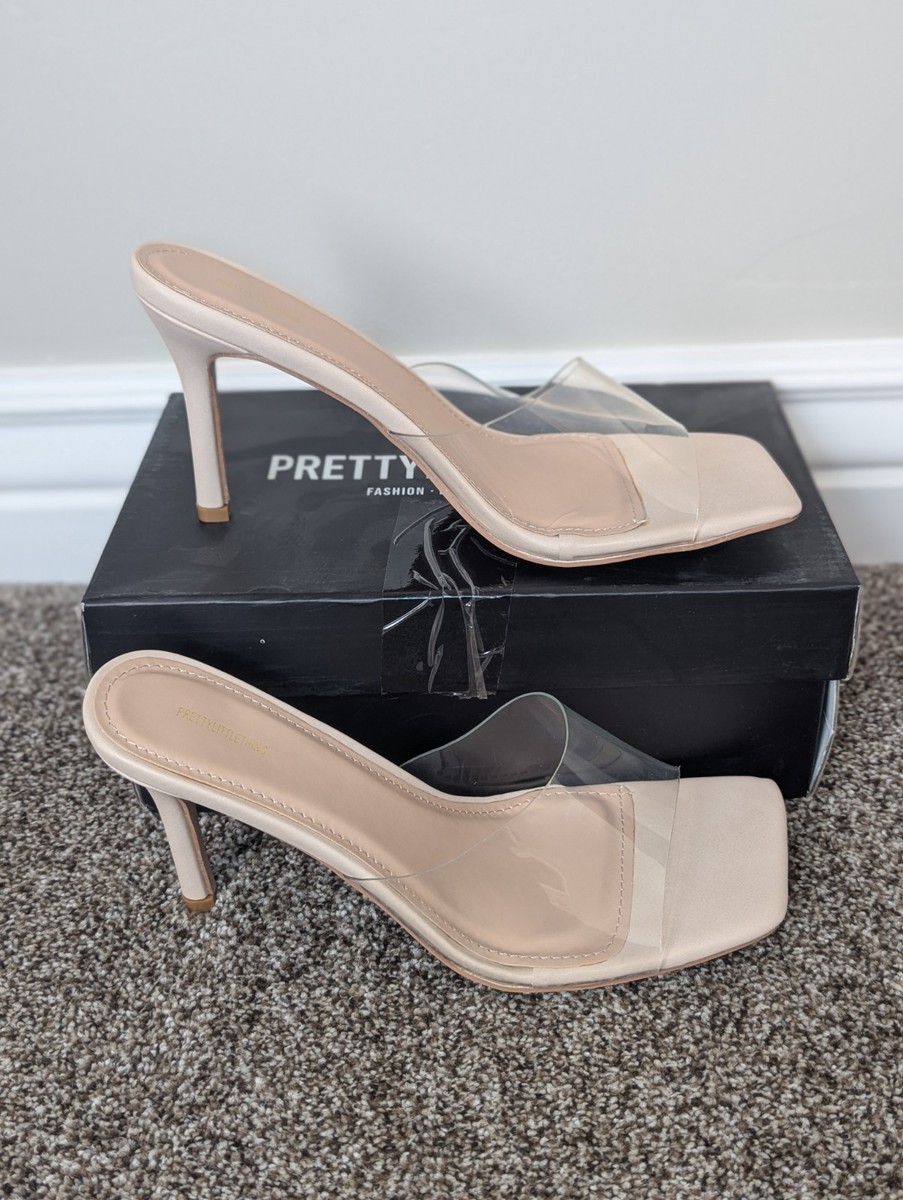Size Women's Pretty Little Things Nude Clear Strap Square Toe