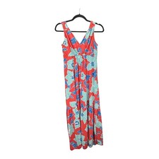 Japna XS Floral Maxi Dress Sleeveless Red Blue Casual Vacation Summer Sundress