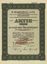 E. BAENSCH Druckerei AG 1924 Magdeburg Sachsen Anhalt 100 RM Huchel Wegnerowsky