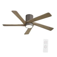  54 Inch Flush Mount DC Ceiling Fan with Lights and 54" Graphite and Gray