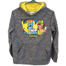   POK MON Size XL Youth 14-16 Hoodie Sweatshirt, Gray, Graphic Print, VGC