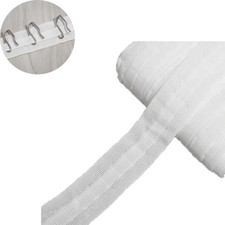 ArrErr Curtain Narrow Header Tape with Strings 30Mx3CM Pull Cord Pleat White