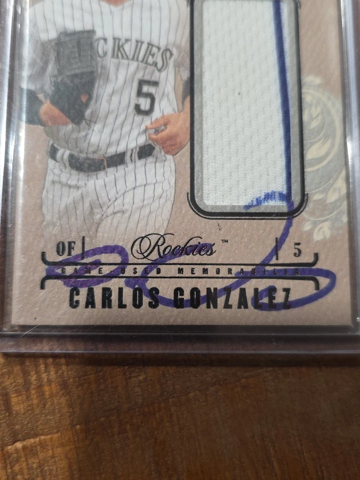 2014 Тройные нити нашивка Карлос Гонсалес /36 авто (не подлинный) - Изображение 2 из 4